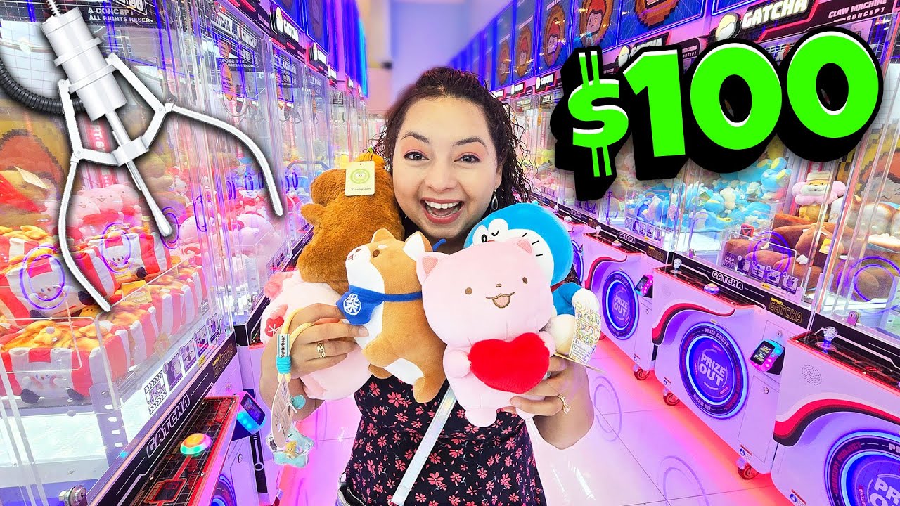 $100 Claw Machine Challenge и Gatcha Orlando Clawcade!