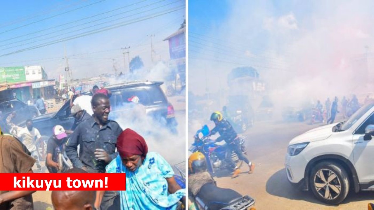 LIVE: Situations in Kikuyu Town Now as Gachagua and his troop clash with police and goons!