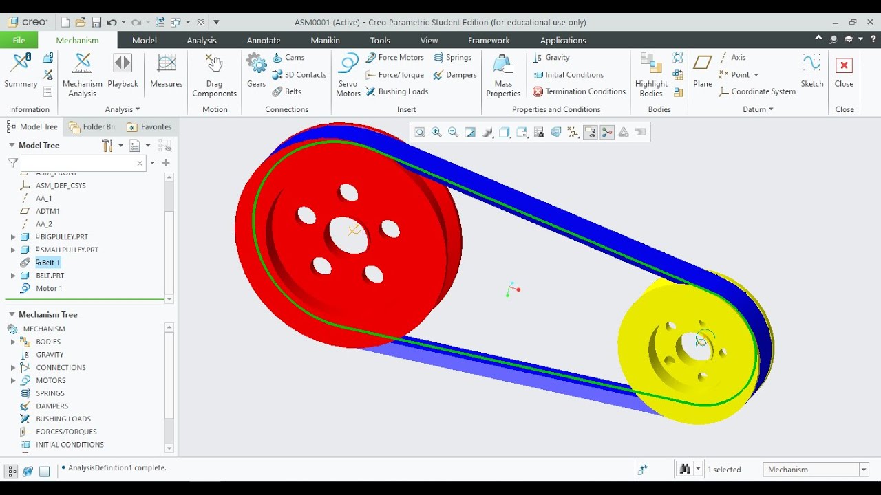 " Belt and Pulley Mechanism " in creo 