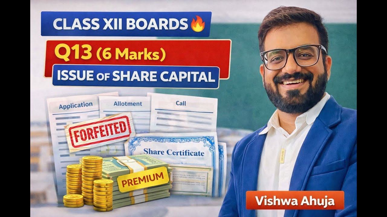 Class XII Boards🔥Q13 Issue of share capital | Forfeiture after every Instalment & partial reissue