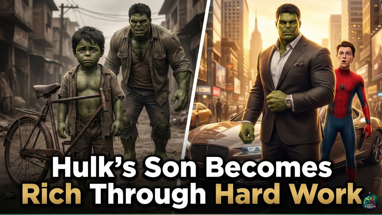 Hulk's Son Becomes Rich Through Hard Work. From Poor to Rich Hulk's Son Story. Ai Superhero Story