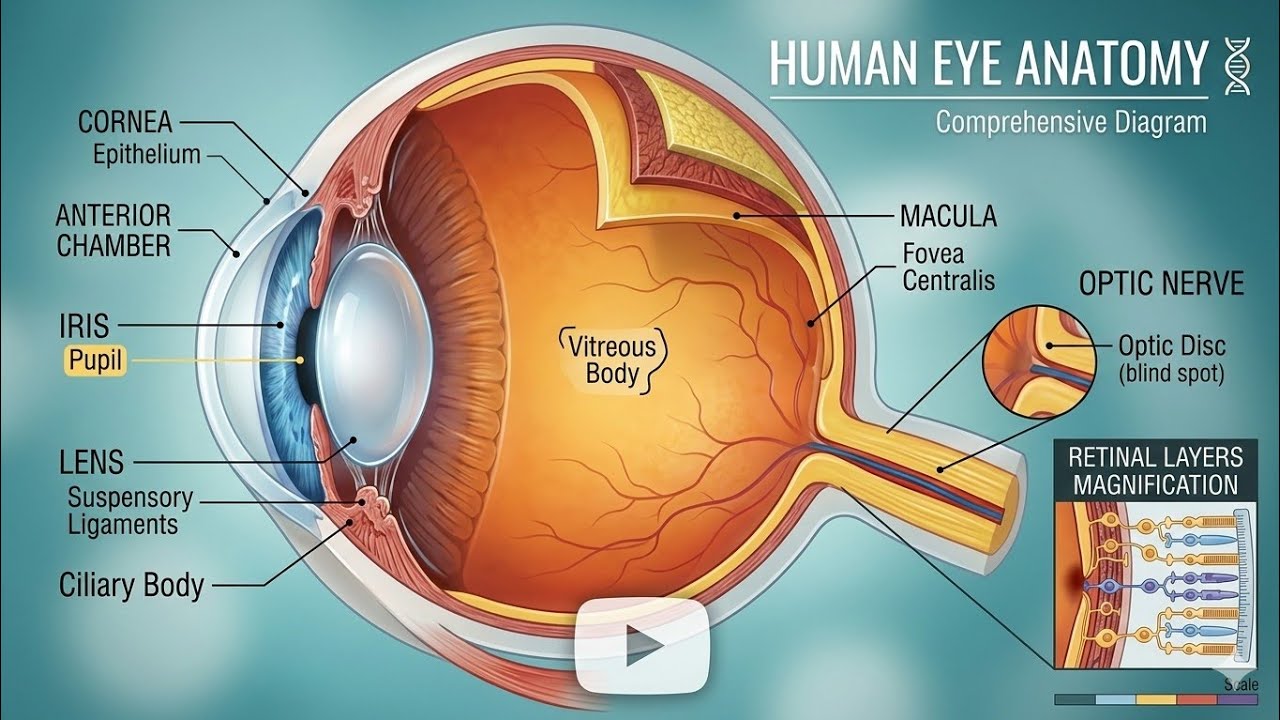 Human eye structure full explanation 