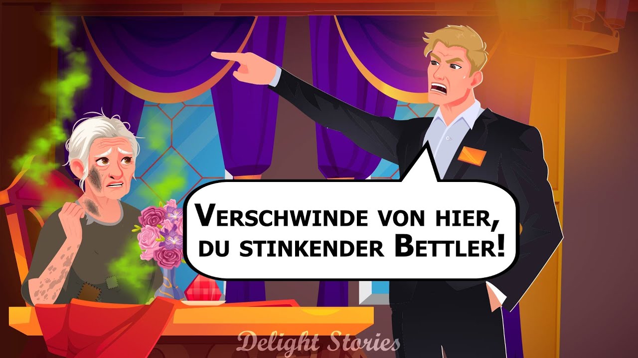 Eine reich aussehende Frau blieb vor einer obdachlosen alten Dame auf der Straße stehen