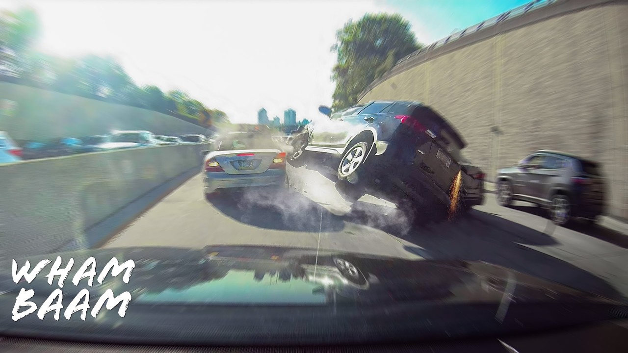 SHE TRIED TO SQUEEZE THROUGH TRAFFIC AND IT WENT HORRIBLY WRONG