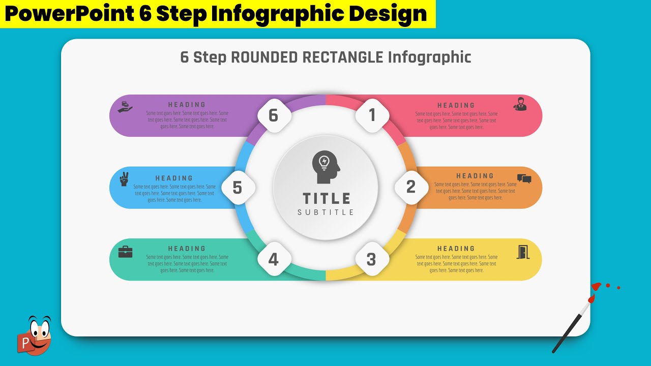 52.PowerPoint Presentation with 6 Step Rounded Rectangle Infographic | Free Slide Template