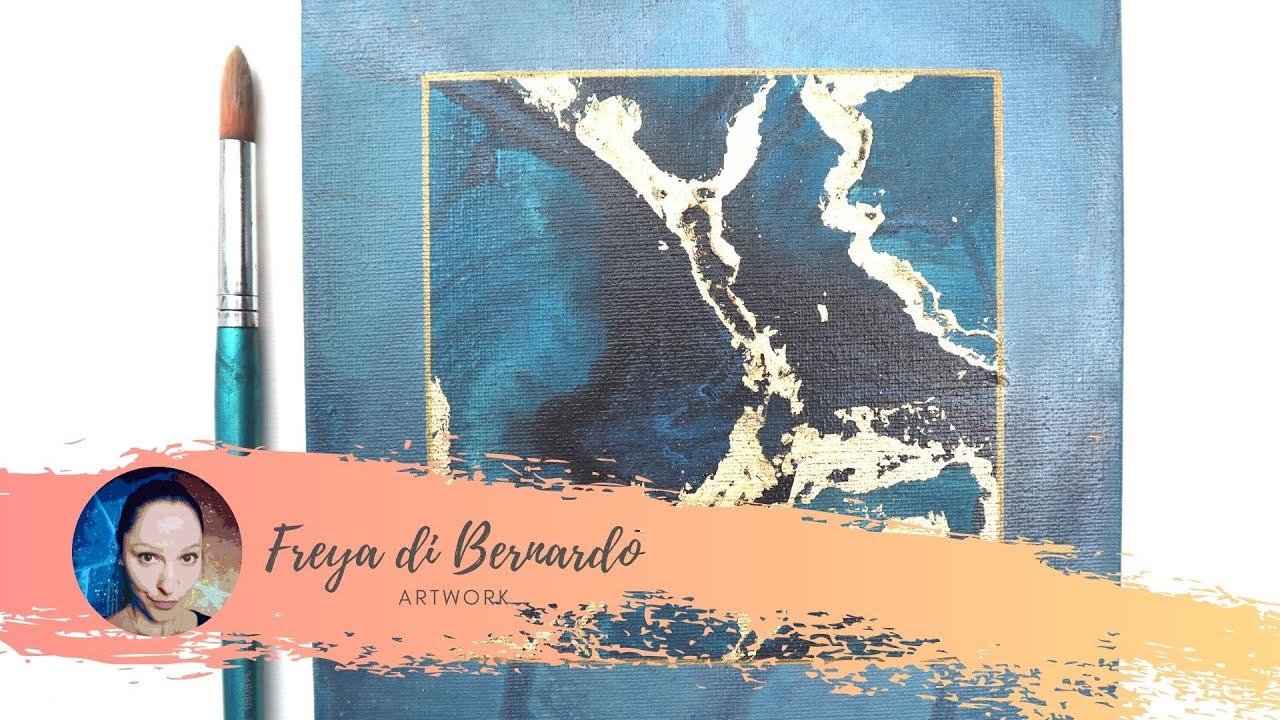 Abstract Painting/Malerei mit Schlagmetall und Acrylfarben/Blattgold/DIY