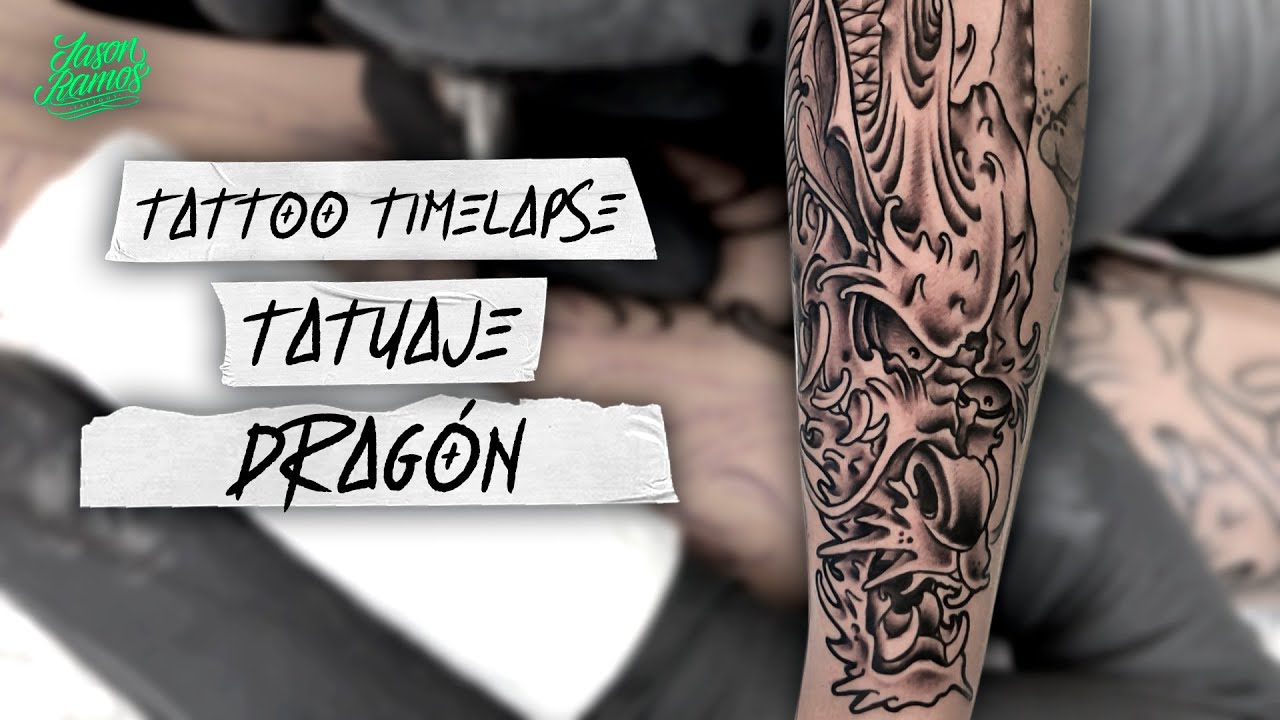 TIMELAPSE Tatuaje DRAGÓN, Agujas Curved Magnum, Máquina de COIL