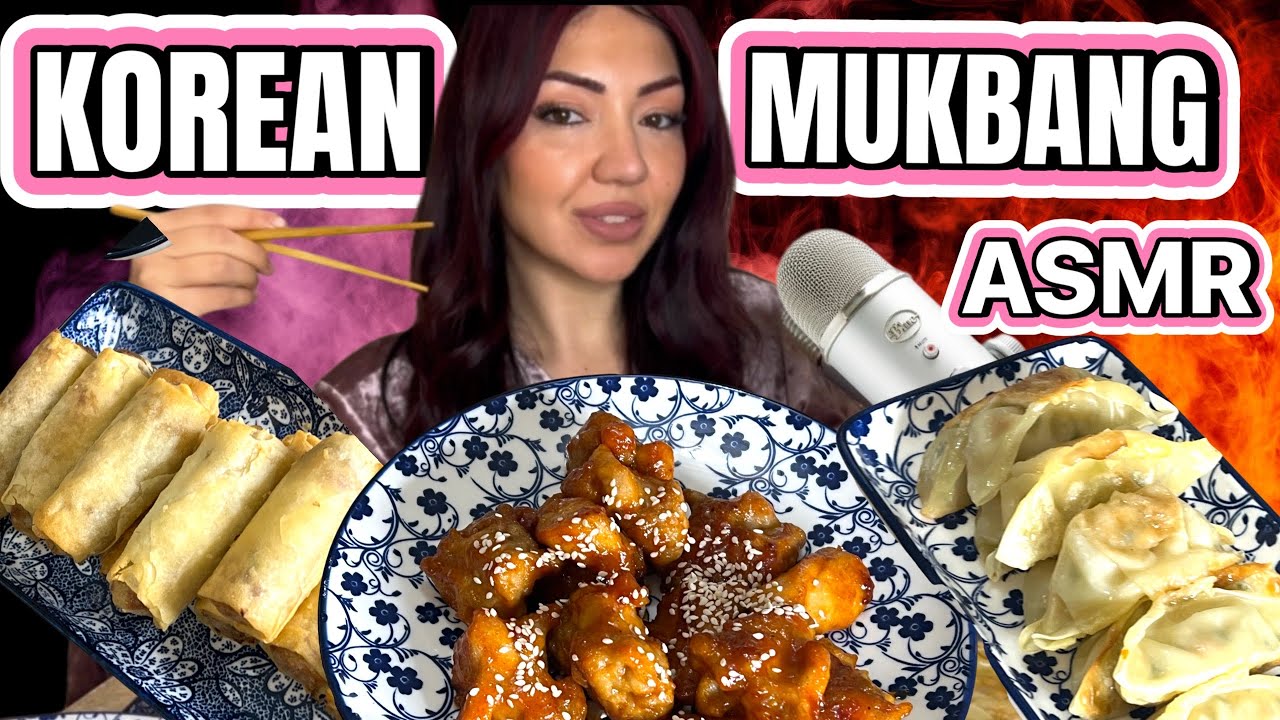 KOREAN CHICKEN, SPRING ROLLS, GYOZA MUKBANG ASMR. @Fundasiyahkaplan #asmr #mukbang 