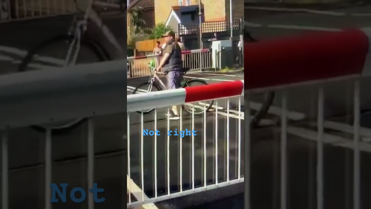He&rsquo;s Trying to crossed the railway even has a barrier  #train #closeone  #railway #barriers