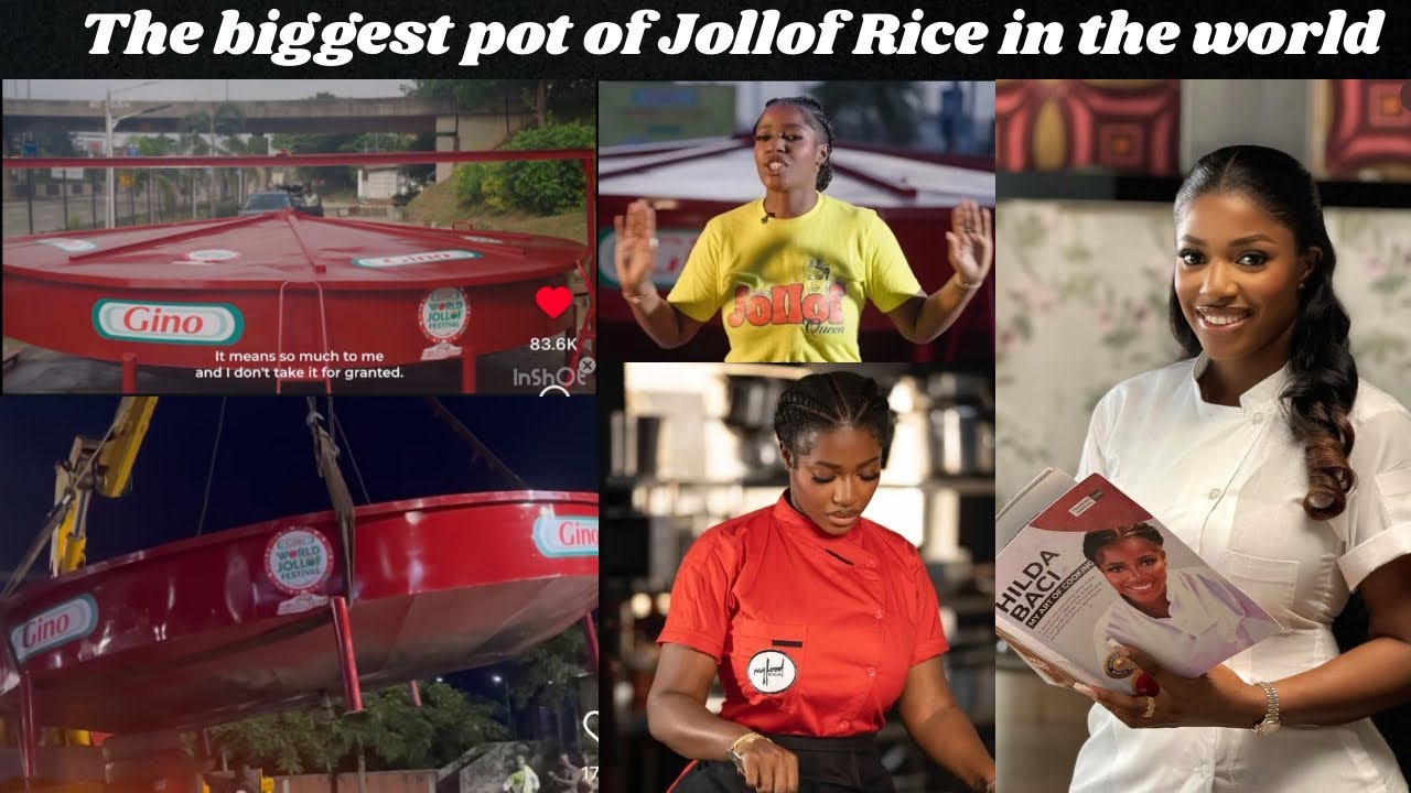 The biggest pot of Jollof Rice in the WORLD / HILDA BACI cooks History #ginojolloffestwithhildabaci