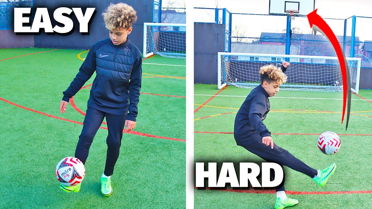EASY to HARD FOOTBALL trick shots challenge!!