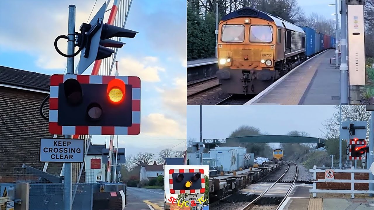 A few evening trains at Westerfield Level Crossing & Station, Suffolk