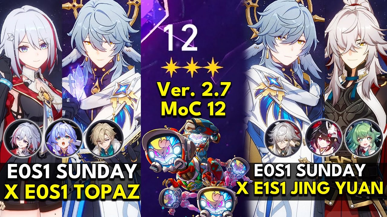 E0S1 Sunday x Topaz & Jing Yuan | Memory of Chaos Floor 12 3 Stars | Honkai: Star Rail 2.7