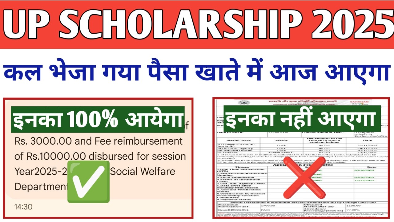 UP Scholarship Payment News 2025-26 | UP Scholarship Kab Aayega 2025-26 #upscholarship