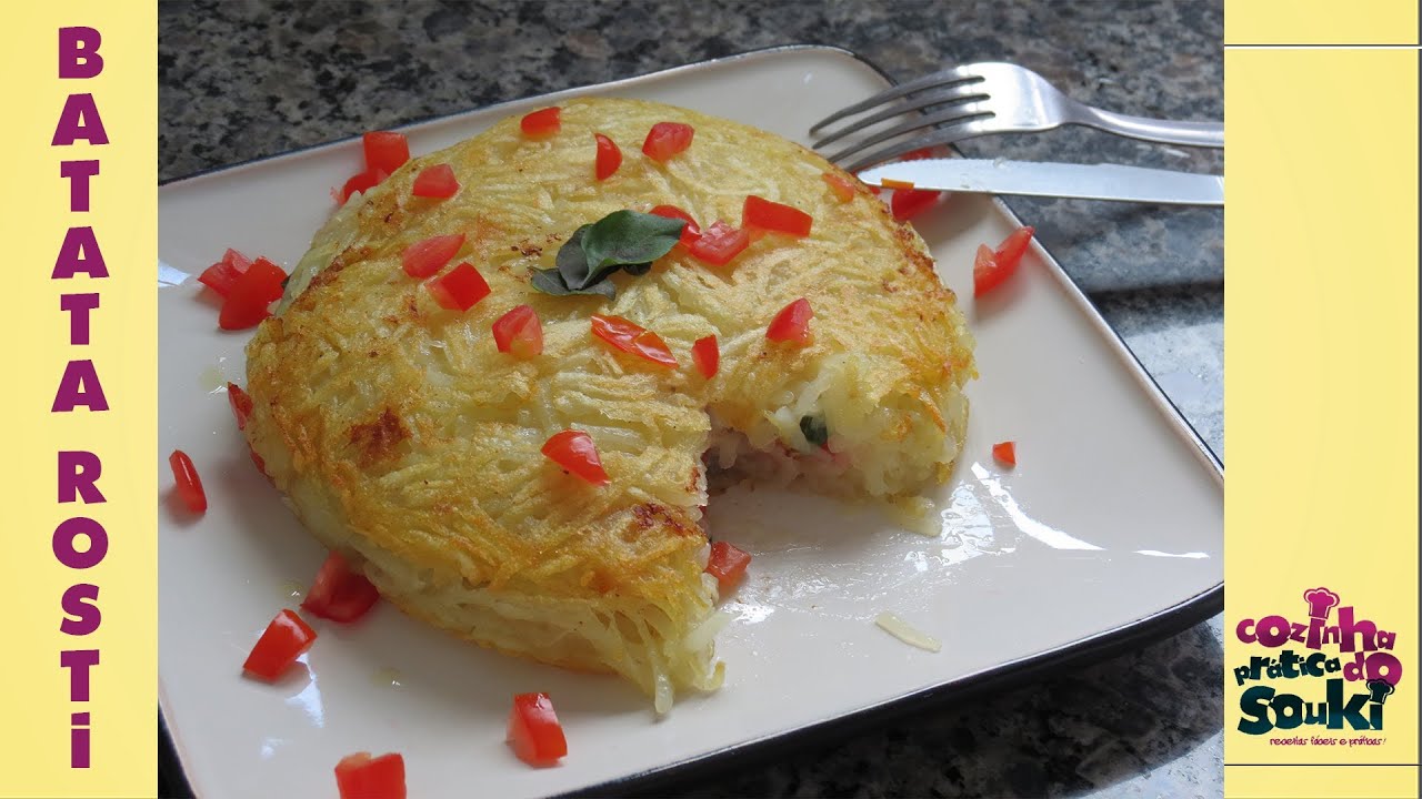 Batata Rosti - manjericão, tomate e mussarela de búfala - Receita fácil e prática