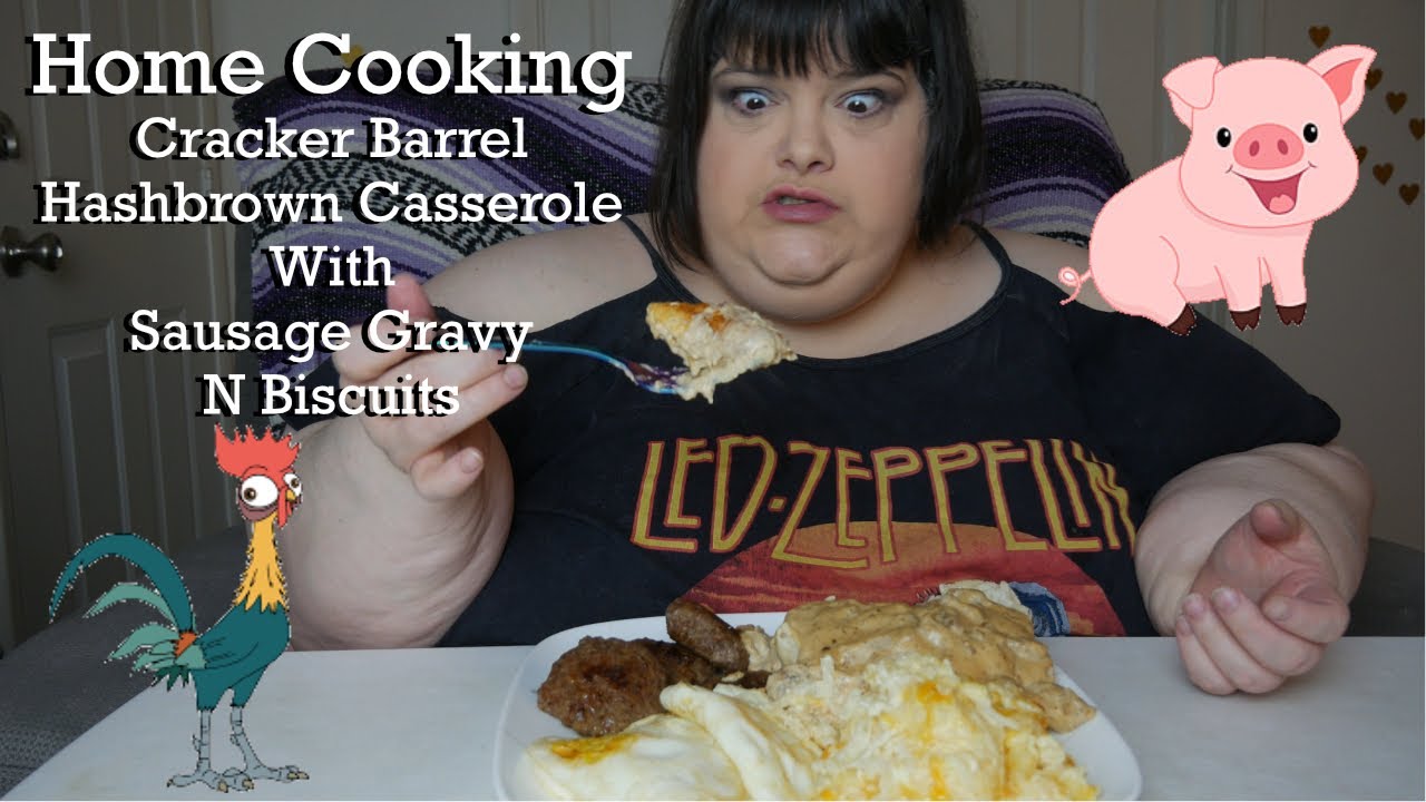Home Cooking Big Breakfast with Cracker Barrel Hashbrown Casserole & Sausage Gravy N Biscuits Mukban