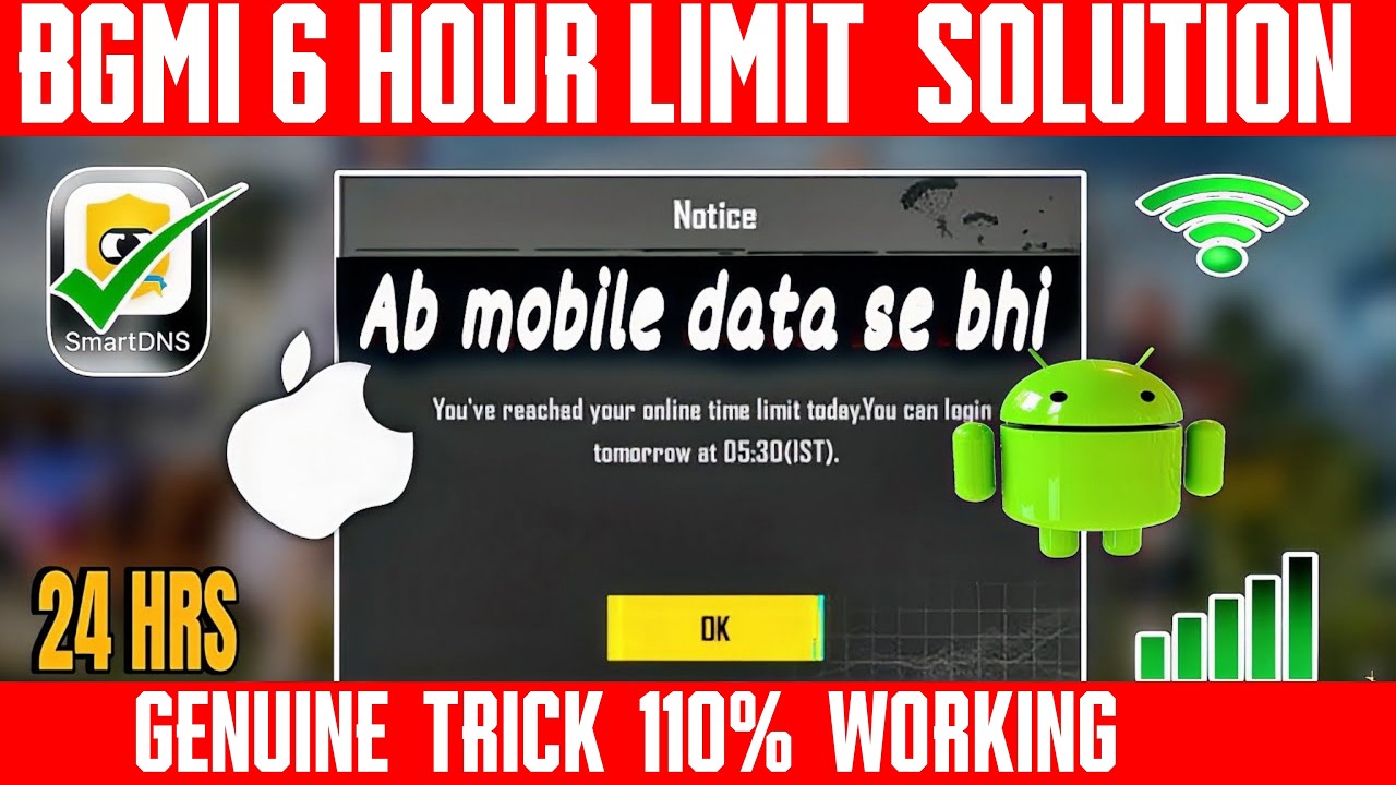 BGMI 4.2 6 HOUR LIMIT SOLUTION 💯 | NO BAN SAFEST VPN ACROSS YOUTUBE ❤️