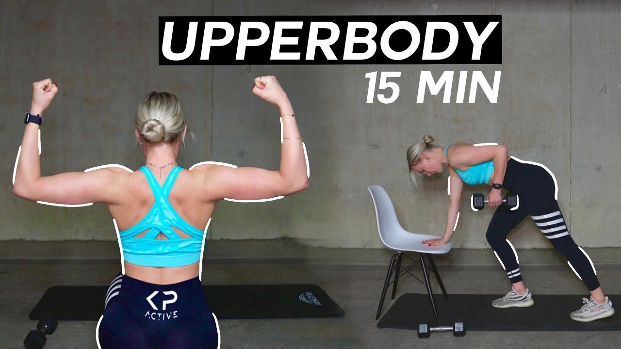 15 MINUTES UPPERBODY WORKOUT! arms, back & chest with dumbbells! #43