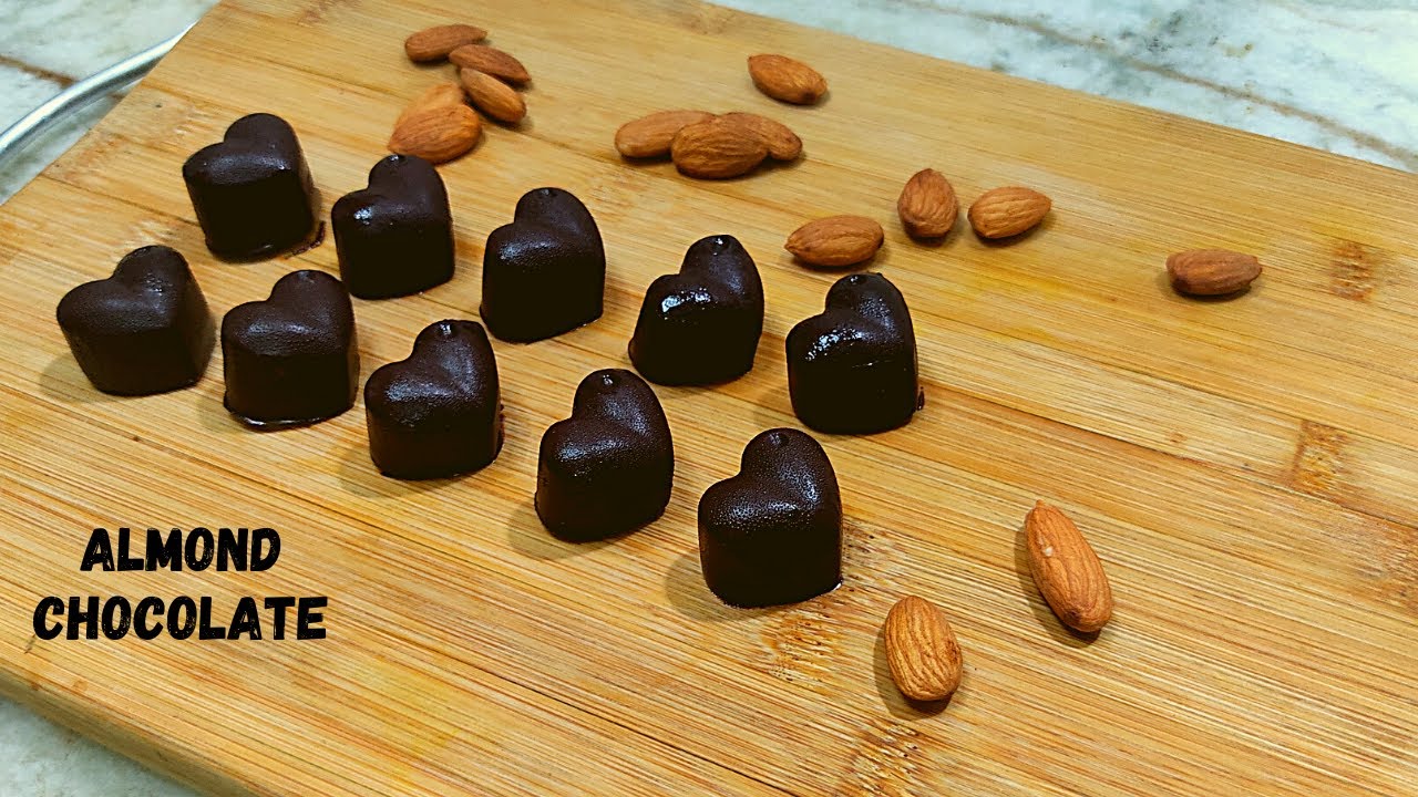 Home Made Almond Chocolate || Heart shaped Choclate recipe || Chocolate Recipe || Nuts Chocolate