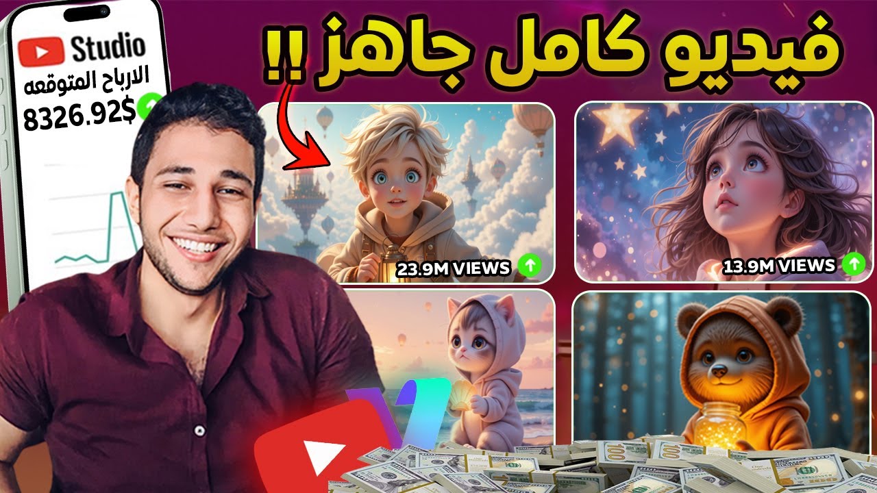 عمل فيديو بالذكاء الاصطناعي بموقع واحد بدون مونتاج 🔥 بمشاهد متحركه و شخصيات ثابتة بسهولة! 🤑