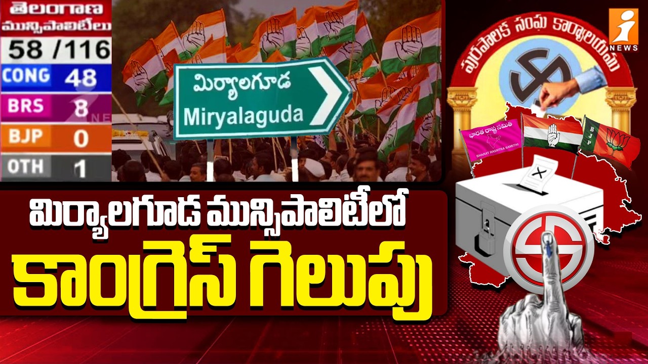 మిర్యాలగూడ మున్సిపాలిటీలో కాంగ్రెస్ గెలుపు | Telangana Municipal Election Results 2026 Live Updates