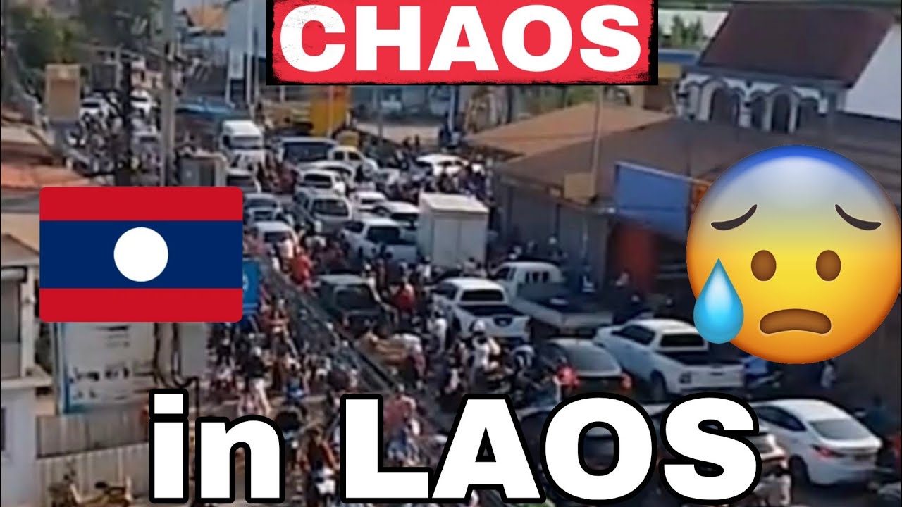 Ausnahmezustand und Chaos in Laos - geschlossene Tankstellen und leere Straßen.