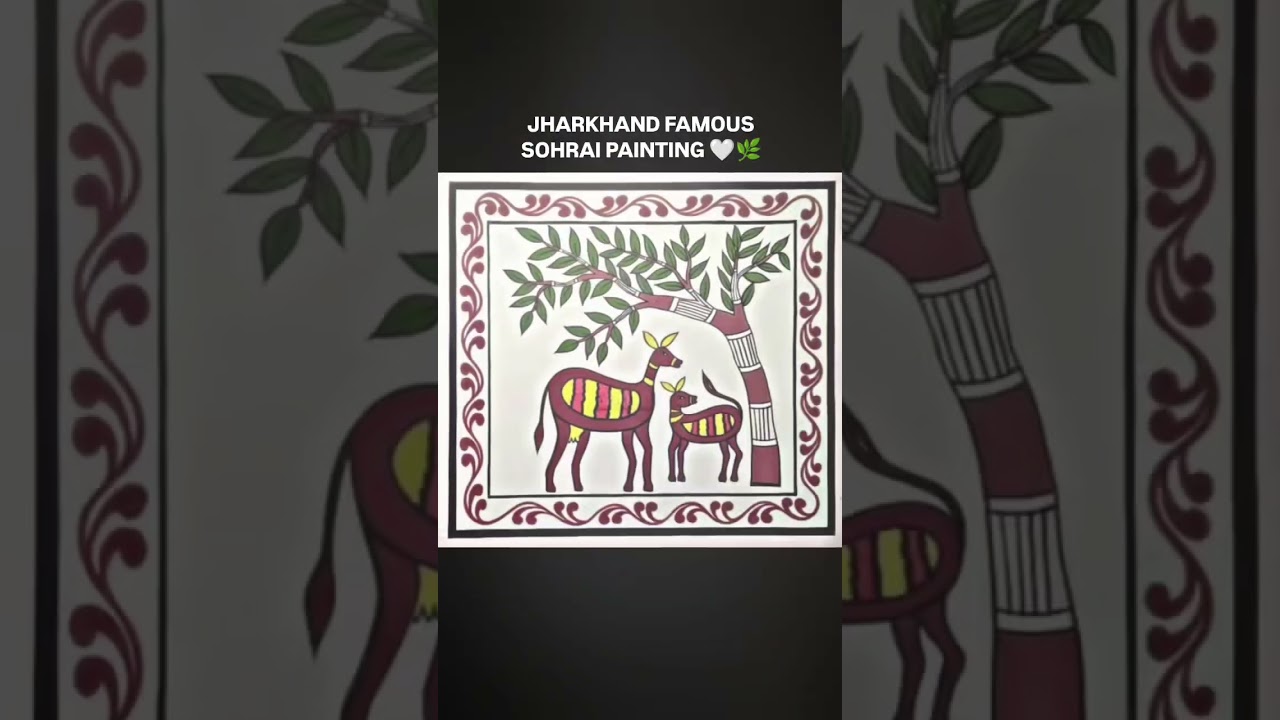 jharkhand famous sohrai painting 🤍🌿#art #viral #trending #sohrai #jharkhand #trendingshorts #famous