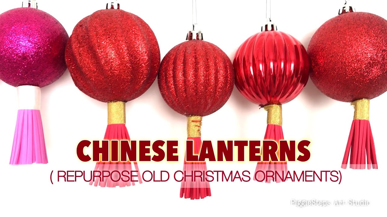Super Simple Lunar New Year Craft: Mini CHINESE LANTERNS (Repurpose Old Christmas Ornaments)