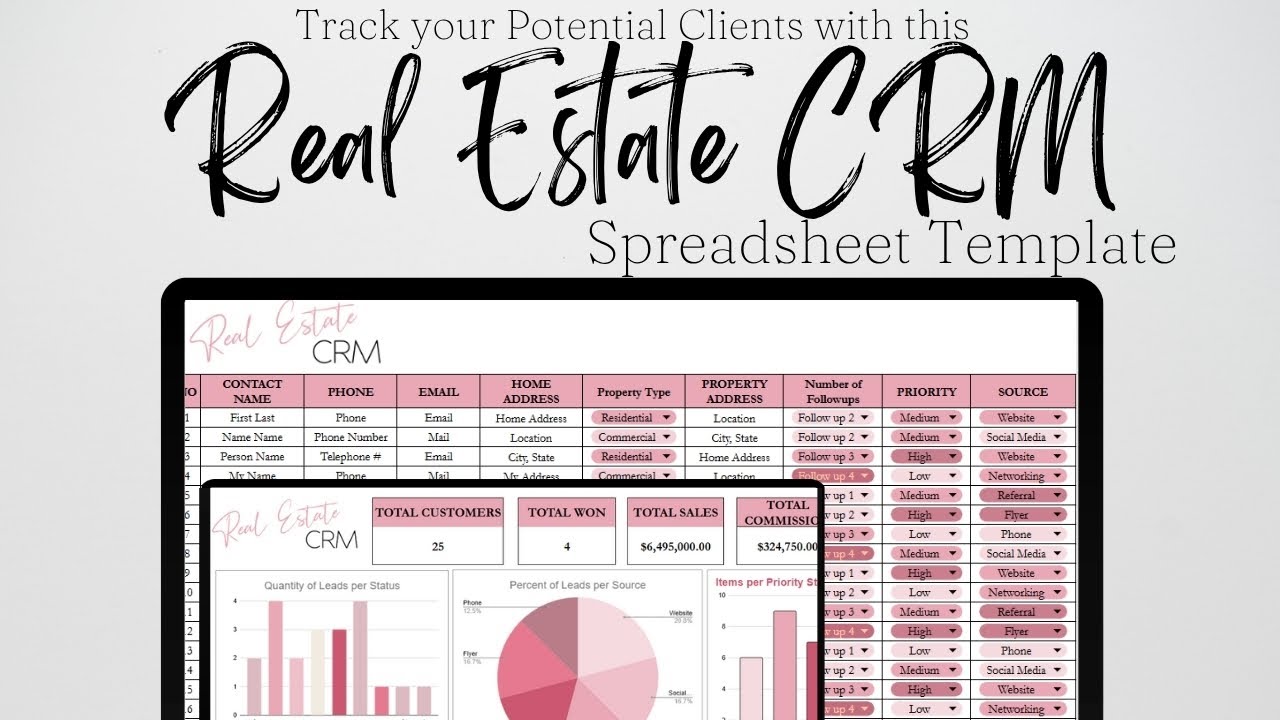 Real Estate CRM, Realtor CRM Excel Spreadsheet, Google Sheets Tutorial Demo