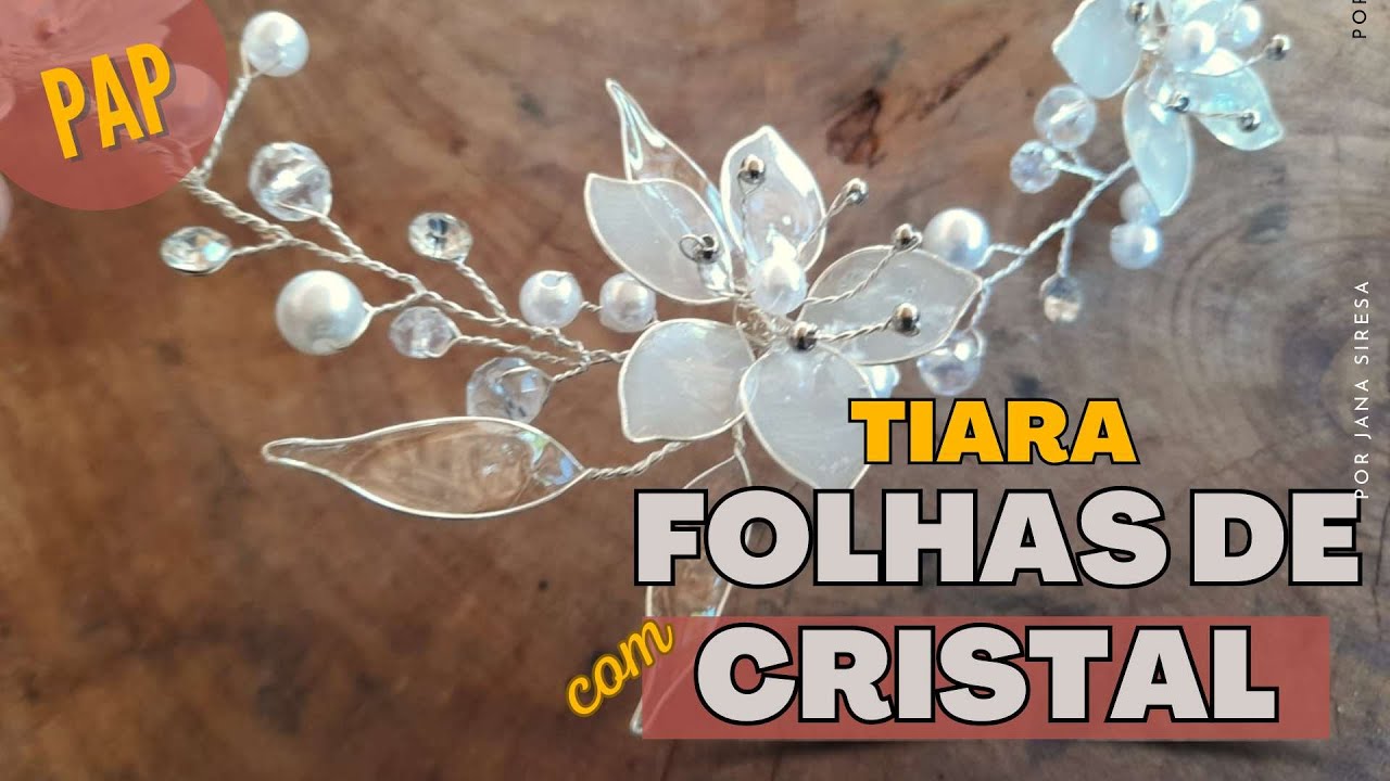 Como fazer tiara flexível com flores e folhas de resina  com transparência