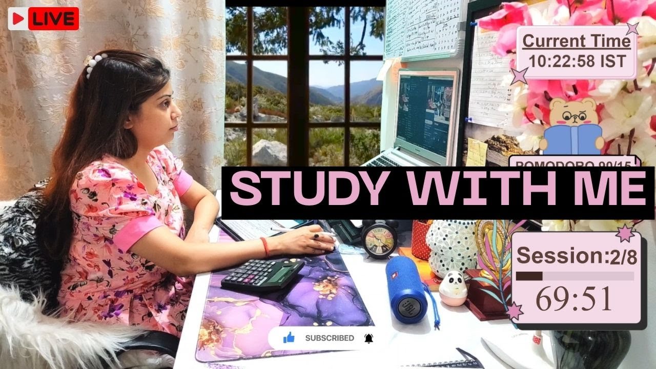 LIVE 12 Hours Study With Me (90 min study + 10 min break) | 🌧️ Rain & Thunder Sound | Pomodoro