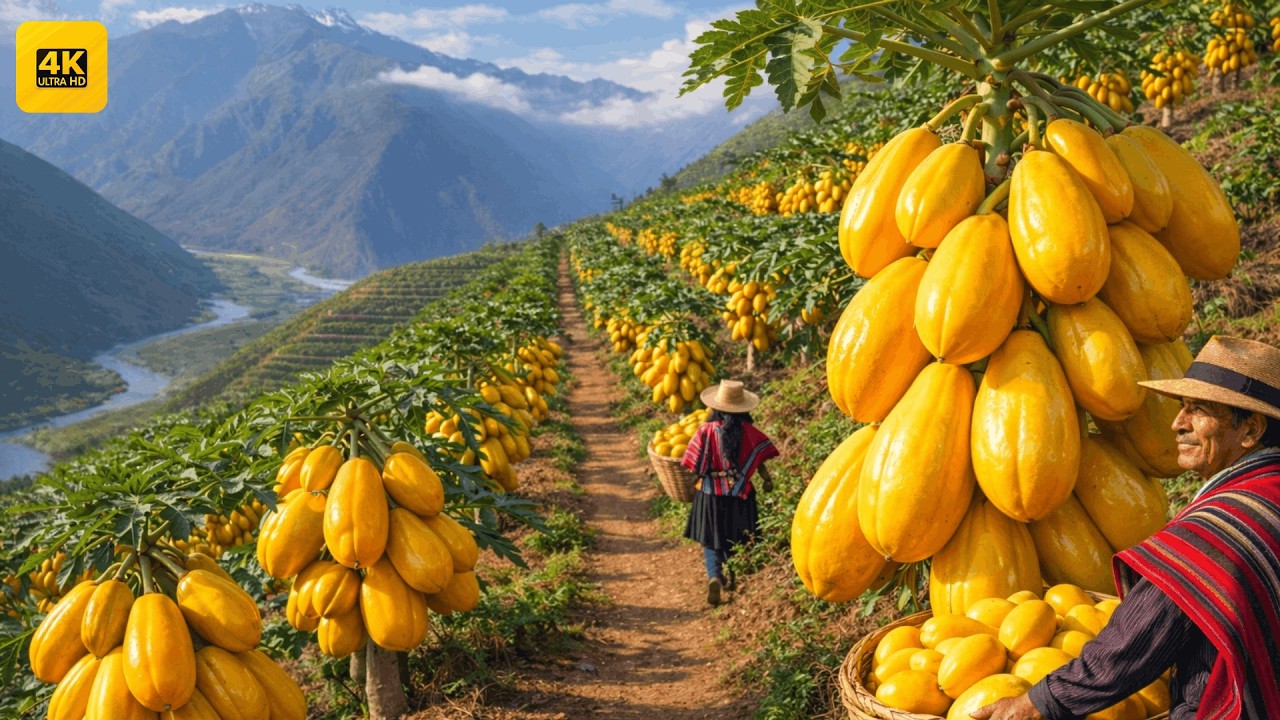 &iexcl;Incre&iacute;bles PAPAYAS GIGANTES en los Andes peruanos! 🇵🇪 | De la siembra a la cosecha