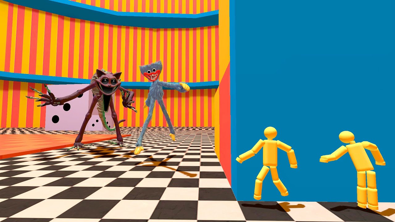 All Poppy Playtime Chapter 3 Monsters Chase with Grabpack in Amazing Circus in  Garry's Mod pt 32