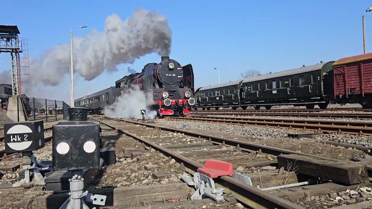 Parowóz Pt47-65 rusza do Poznania, Wolsztyn, 07.03.2026.