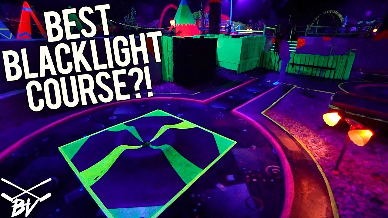 THE BEST BLACKLIGHT MINI GOLF COURSE EVER?! BACK TO BACK MINI GOLF HOLE IN ONE!