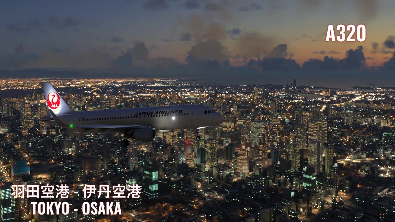 【MSFS2024】Night Landing into Osaka | Tokyo → Osaka | 東京 → 大阪 | Fenix A320 | Cinematic 4K