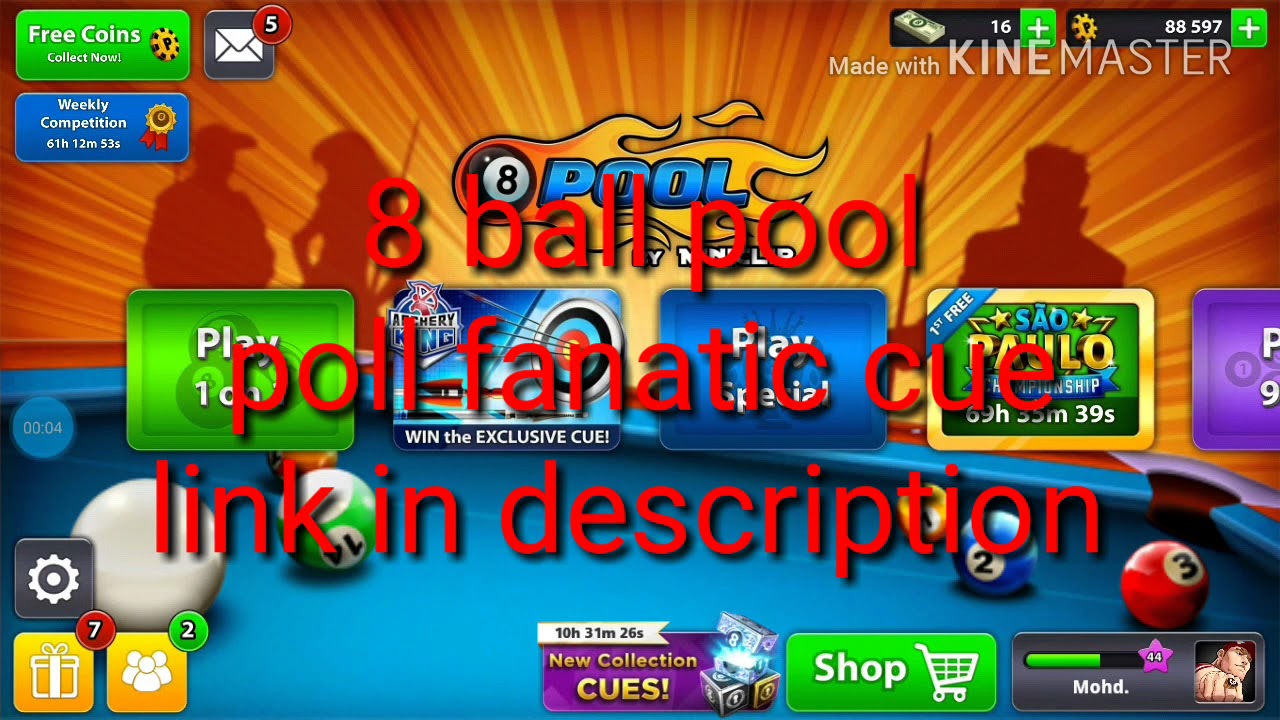 8 ball pool (pool fanatic cue) link in description