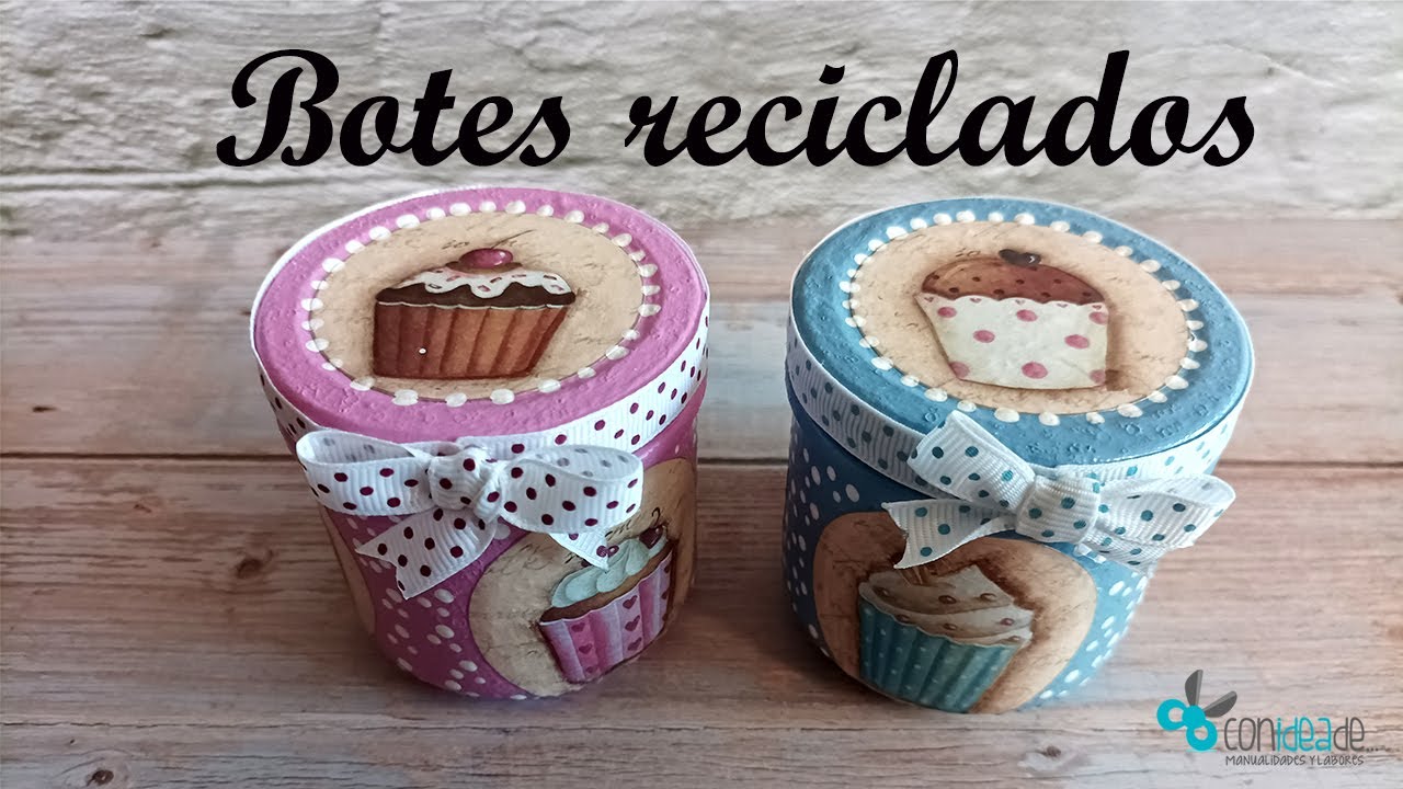Reciclar ♻️ pequeños botes de cristal con Decoupage y Pinturas Acrílicas ✅