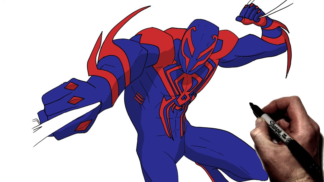 Как нарисовать Человека-паука 2099 | Пошаговое руководство | Через всю вселенную Пауков