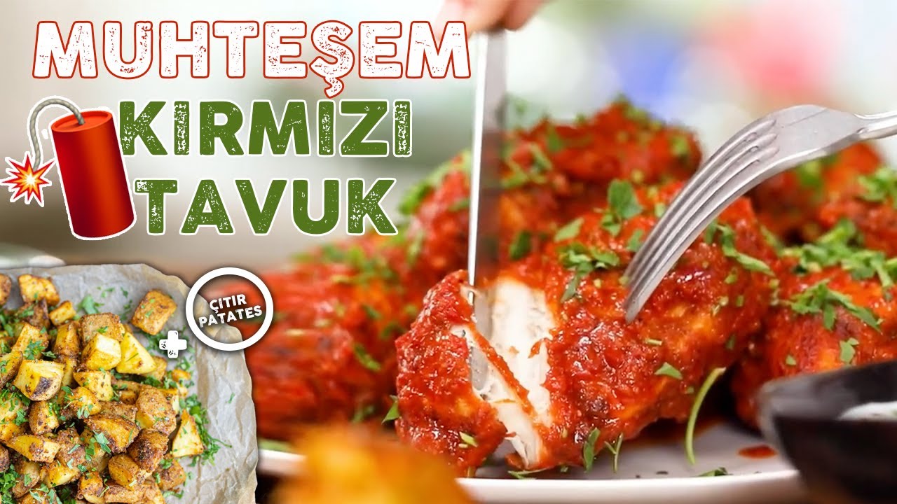 İftar İçin Fırında KIRMIZI Soslu Tavuk ve Çıtır Patates Tarifi! | BU TARİF BAĞIMLILIK YAPIYOR!