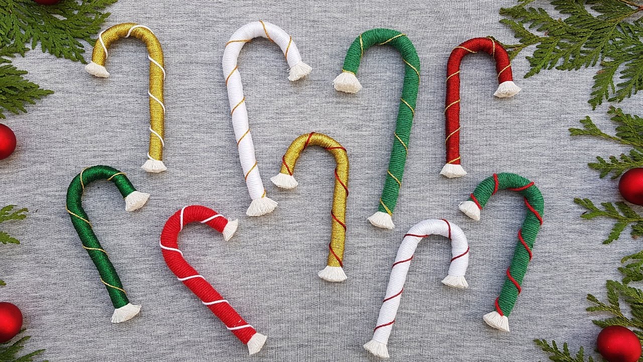 🎅 DIY BASTONES de NAVIDAD en MACRAME (paso a paso) | DIY Macrame Candy Cane Christmas Ornaments