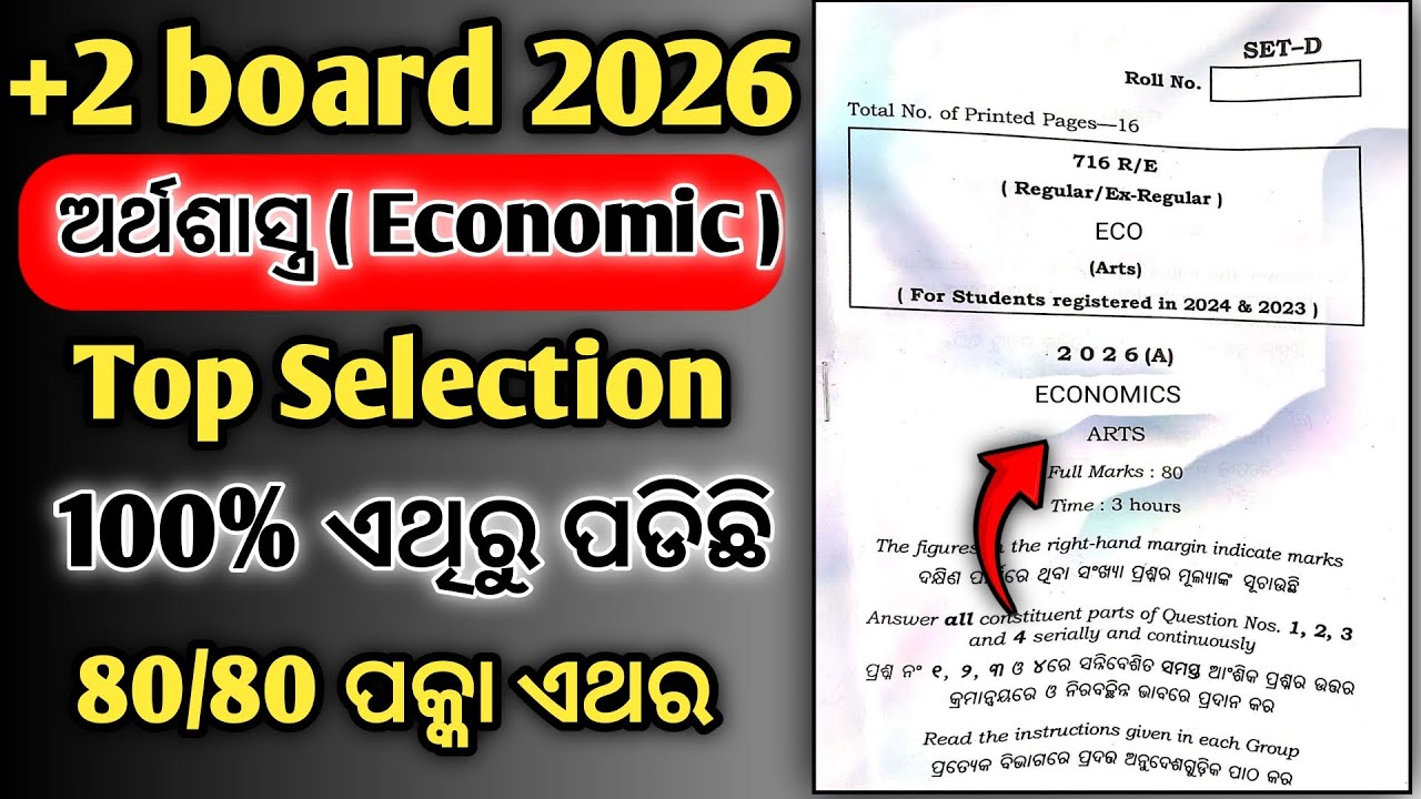 Plus two economics question paper 2026 || Class 12 economics question paper 2026