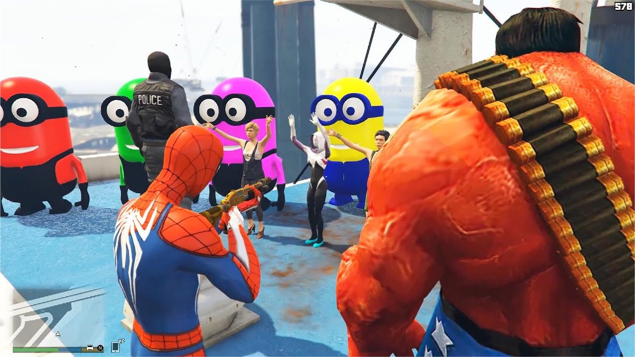 GTA 5 - Spiderman VS Minions Fight Rag doll Gameplay - Spider-man vs Minions Funny Ragdoll - EP17