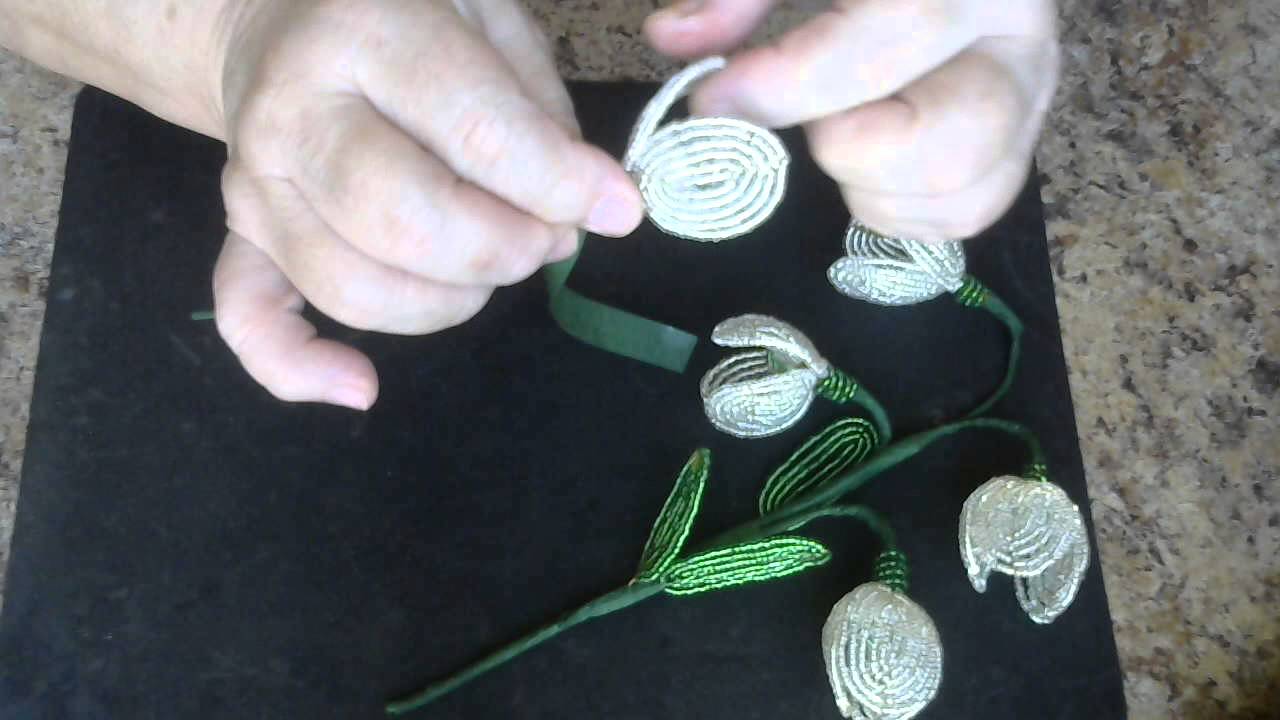 Подснежник из бисера. Мастер - класс. Бисероплетение.