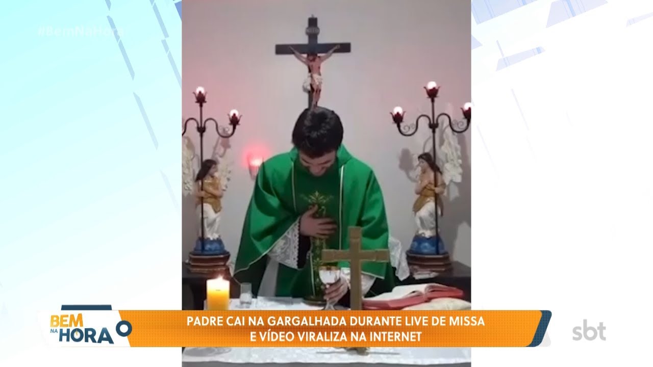 O padre Fabrício teve uma crise de riso durante a live da missa e ficou famoso em todo Brasil