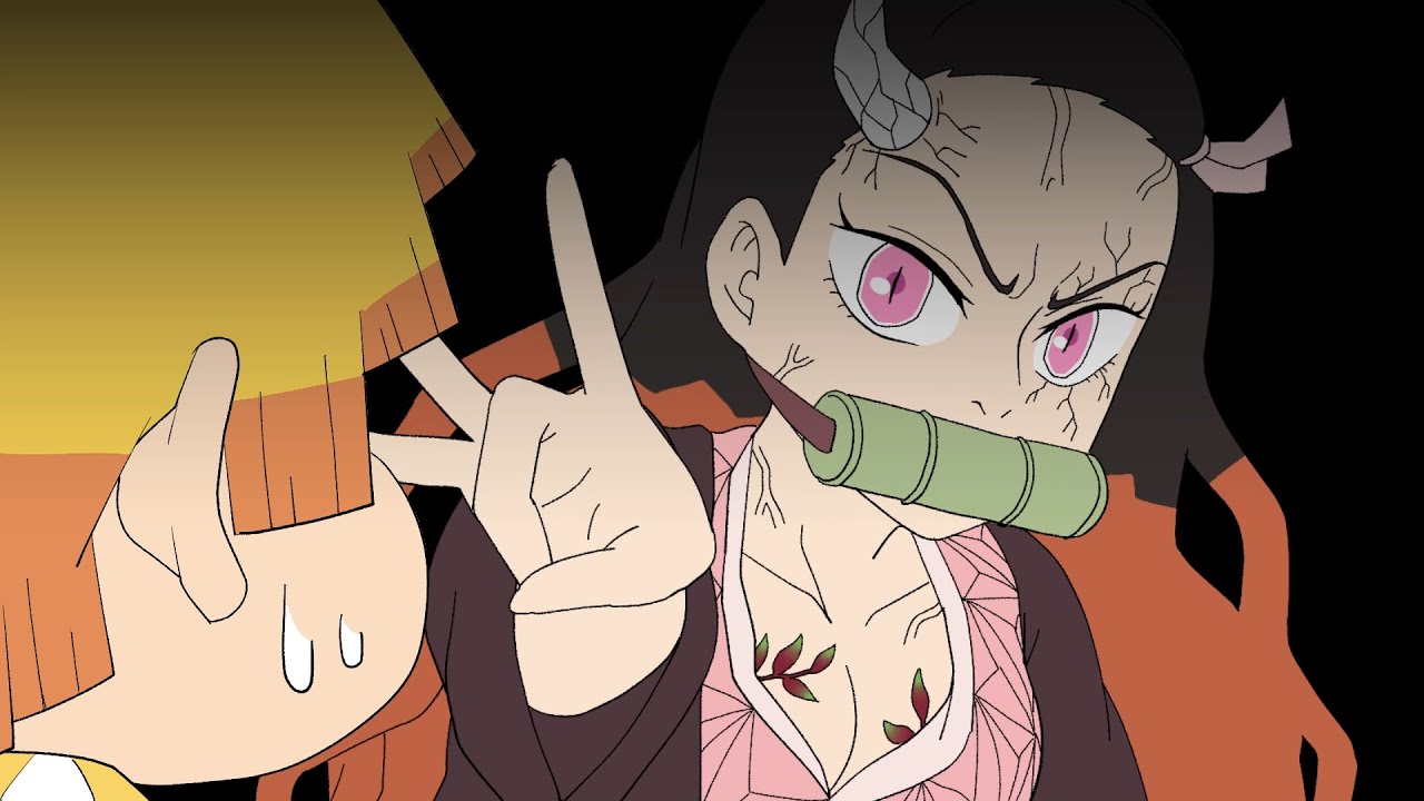 Zenitsu playing with Nezuko - Demon Slayer : Kimetsu no Yaiba
