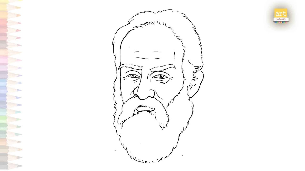 Galileo Galilei face drawing easy | Outline sketches | How to draw Galileo Galilei step by step