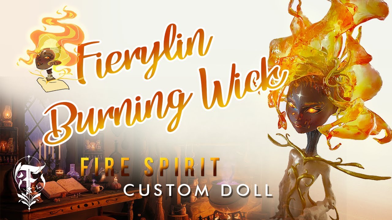 Fierylin Burning Wick! - Custom fire spirit doll • Monster High Repaint in candle style