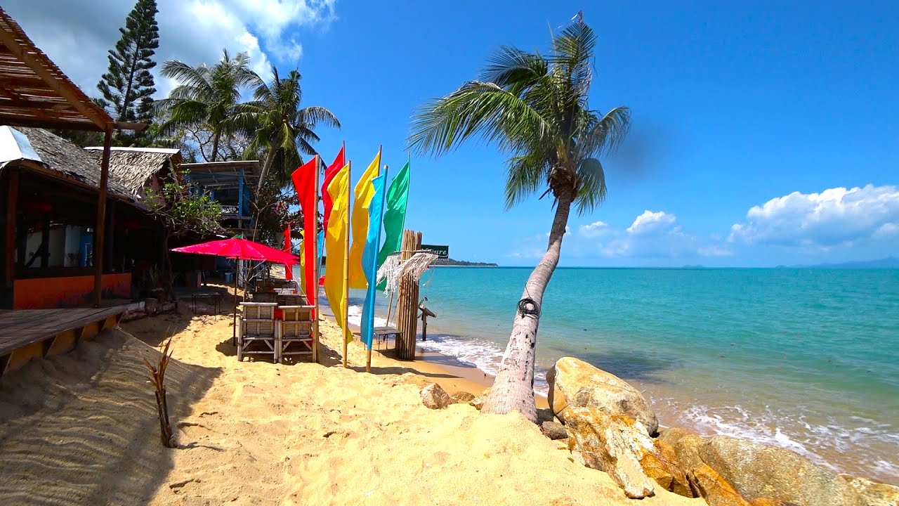 Koh Samui 2021 Maenam Beach Part 2 - Virtual walking tour on The Beach / Streets of Thailand