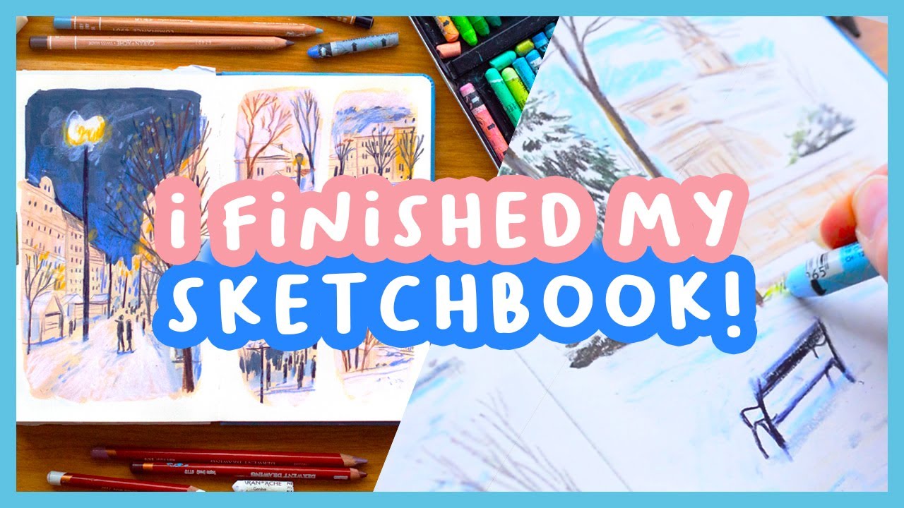 Finishing my Royal Talens sketchbook! Draw some winter scenes with me ❄️